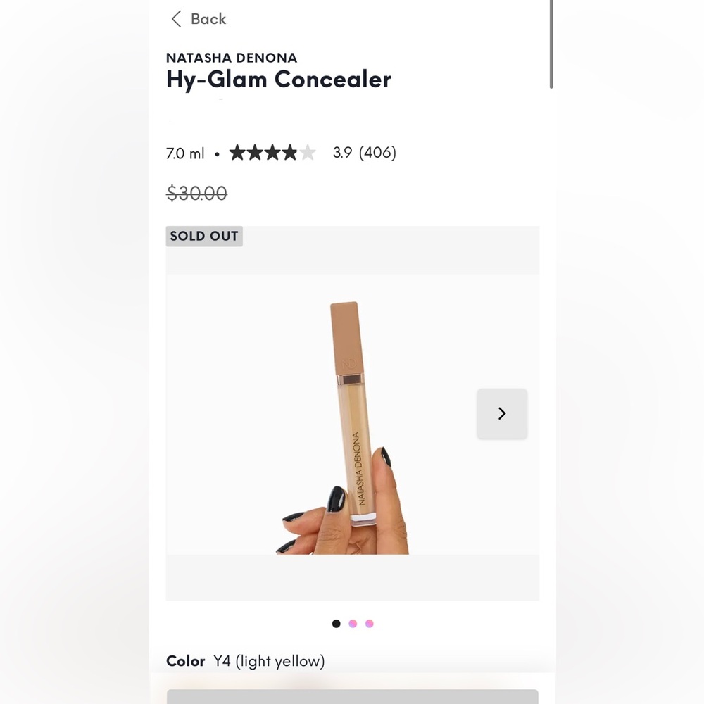 Natasha Denona Hy-Glam Concealer in Y4 (Light Yellow)